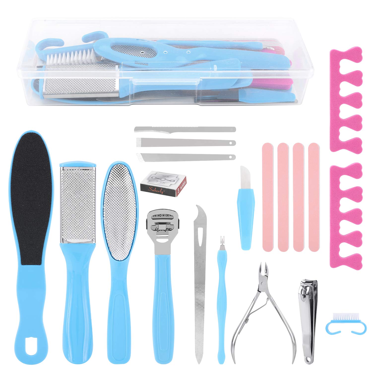 Professional Pedicure Kit - 22 in 1 Pedicure Tools Set Foot Scrub Deadskin Callus Remover, Stainless Steel Foot File Pedicure Supplies for Women Men Care