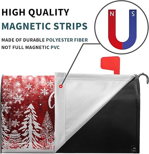 Miniatura 4 de Funda magnética para buzón de Navidad de 25.5 x 21 pulgadas, tamaño estándar de invierno, copos de nieve, pino, de gran tamaño, para buzón de correo