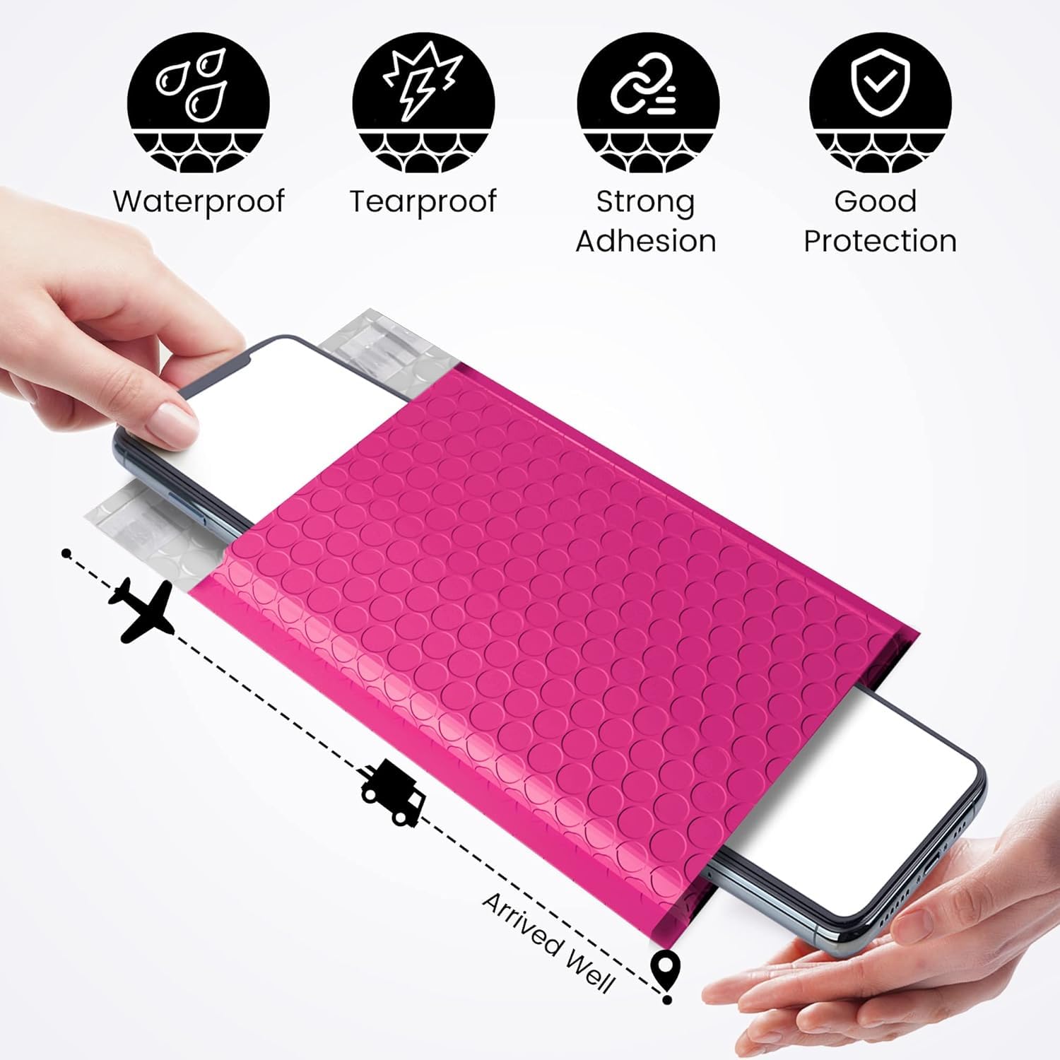 Fuxury Bubble Mailers 10 x 20 cm 100 szt. różowe koperty bąbelkowe małe wyściełane koperty wodoodporne koperty pocztowe bąbelkowe wyściełane koperty bąbelkowe rozmiar użytkowy 10 x 18 cm