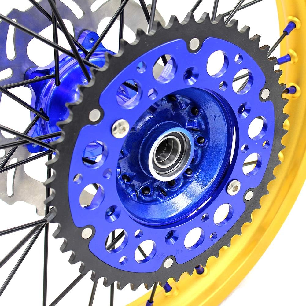 KKE Front 1.6 * 21 Rear 2.15 * 19 Cast Wheels Rims Fit for Yamaha YZ125 YZ250 1999-2016 YZ250F 2001 YZ450F 2003 Wheel Gold Rim with Discs
