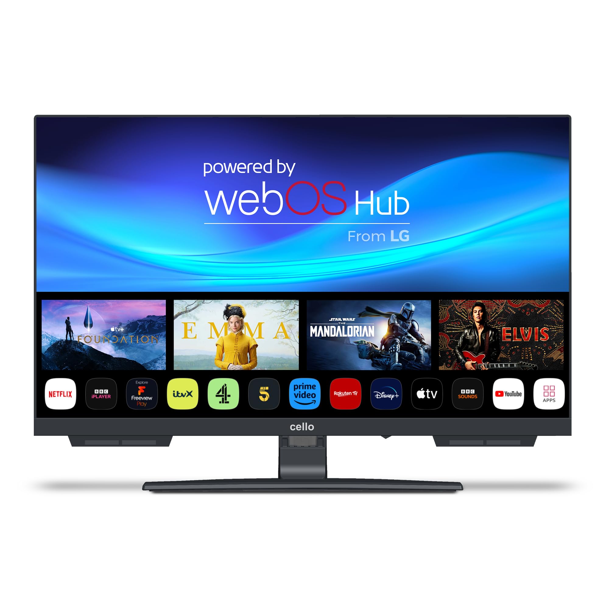 Cello C2224WSH 22 Zoll-Smart-Fernseher ohne Rahmen, netzbetrieben, WebOS von LG,Bluetooth, Pitch Perfect-Lautsprecher, ideal für Küche, Schlafzimmer oder kleine Räume