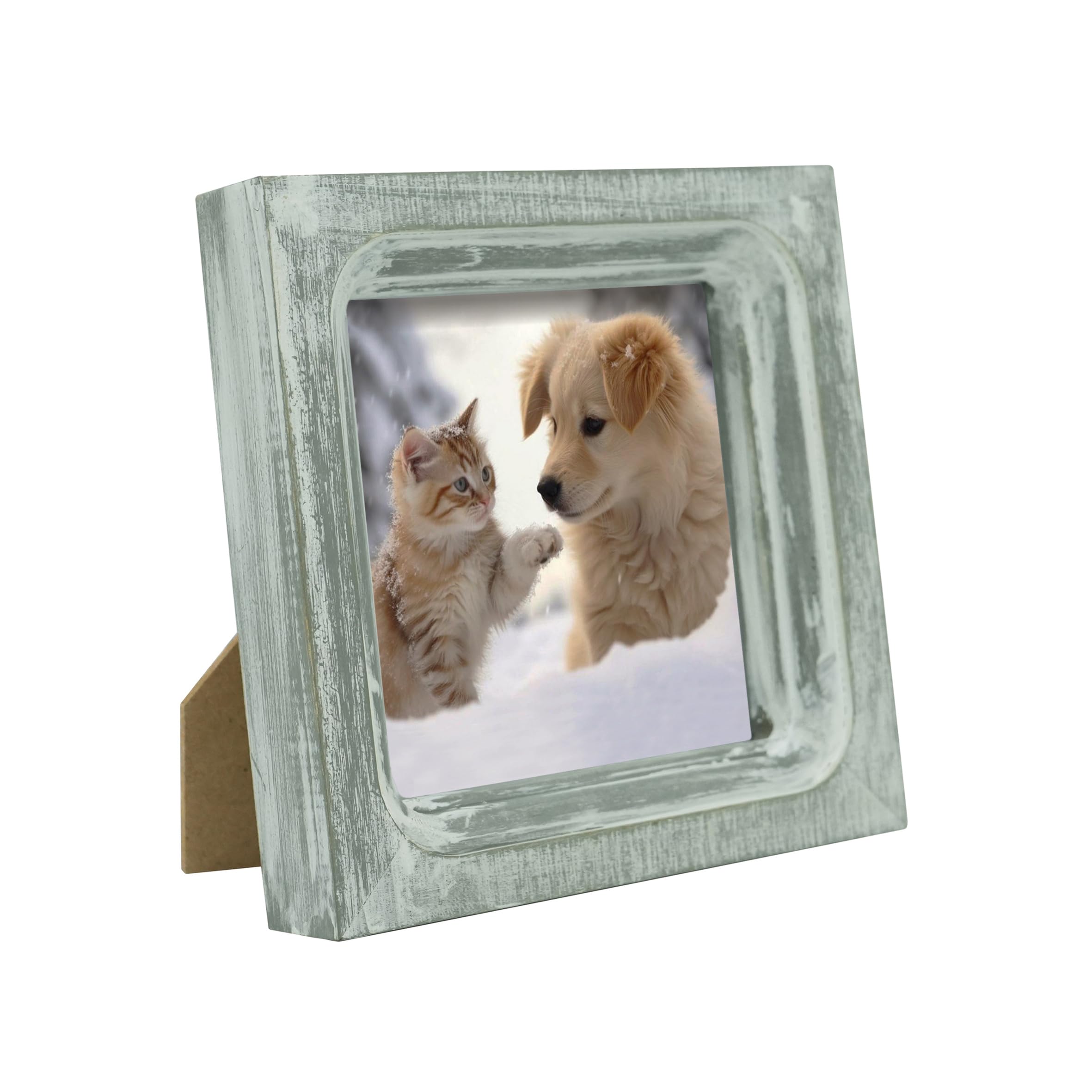 Cadre photo 10x10 cm gris vieilli pour protéger et suspendre vos photos