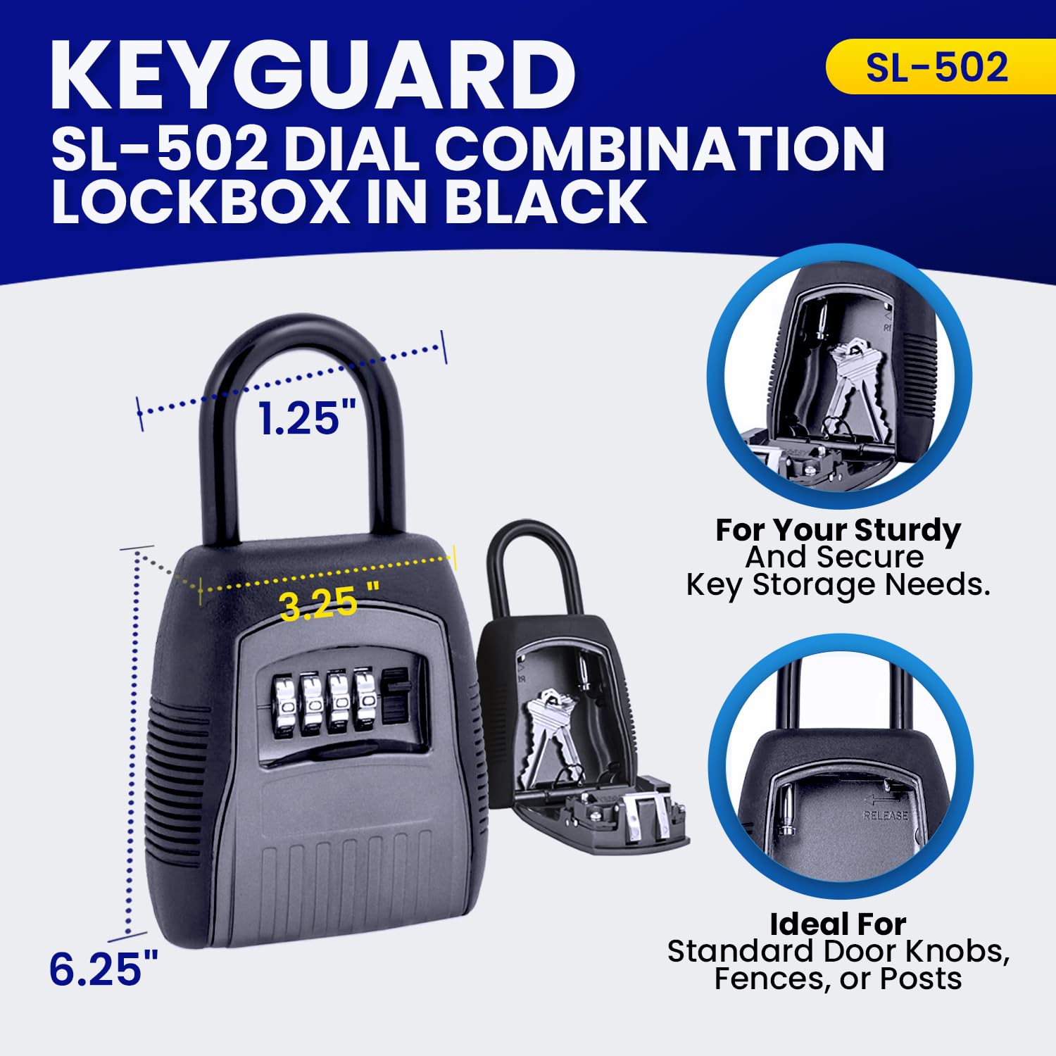 Amazon.com: KeyGuard SL-502 Dial Combination Lock Box | Portable