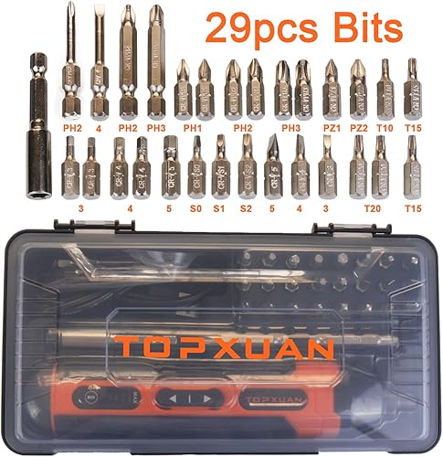 Miniatura 3 de Destornillador eléctrico, taladro pequeño eléctrico, con luces LED y batería de carga USB, velocidad ajustable, eléctrico y manual, incluye cable