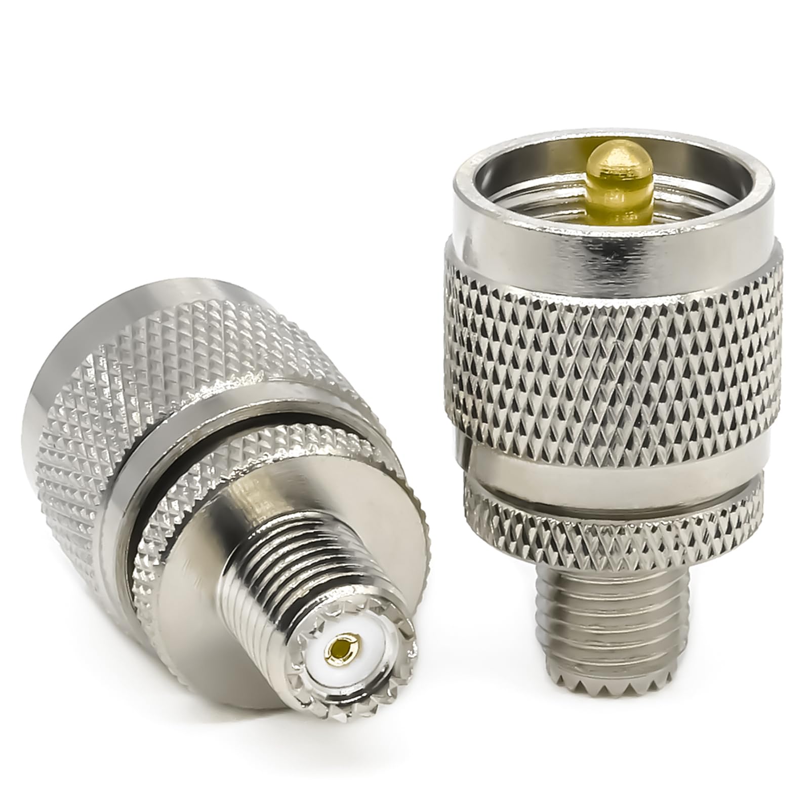 Ahoaepy 2PCS Mini UHF Adapter, Low Loss Mini PL259 Female to SO239 Male Coax Connector, SO239 PL259 Antenna Adapter for Antenna, Analyzer, Broadcast,