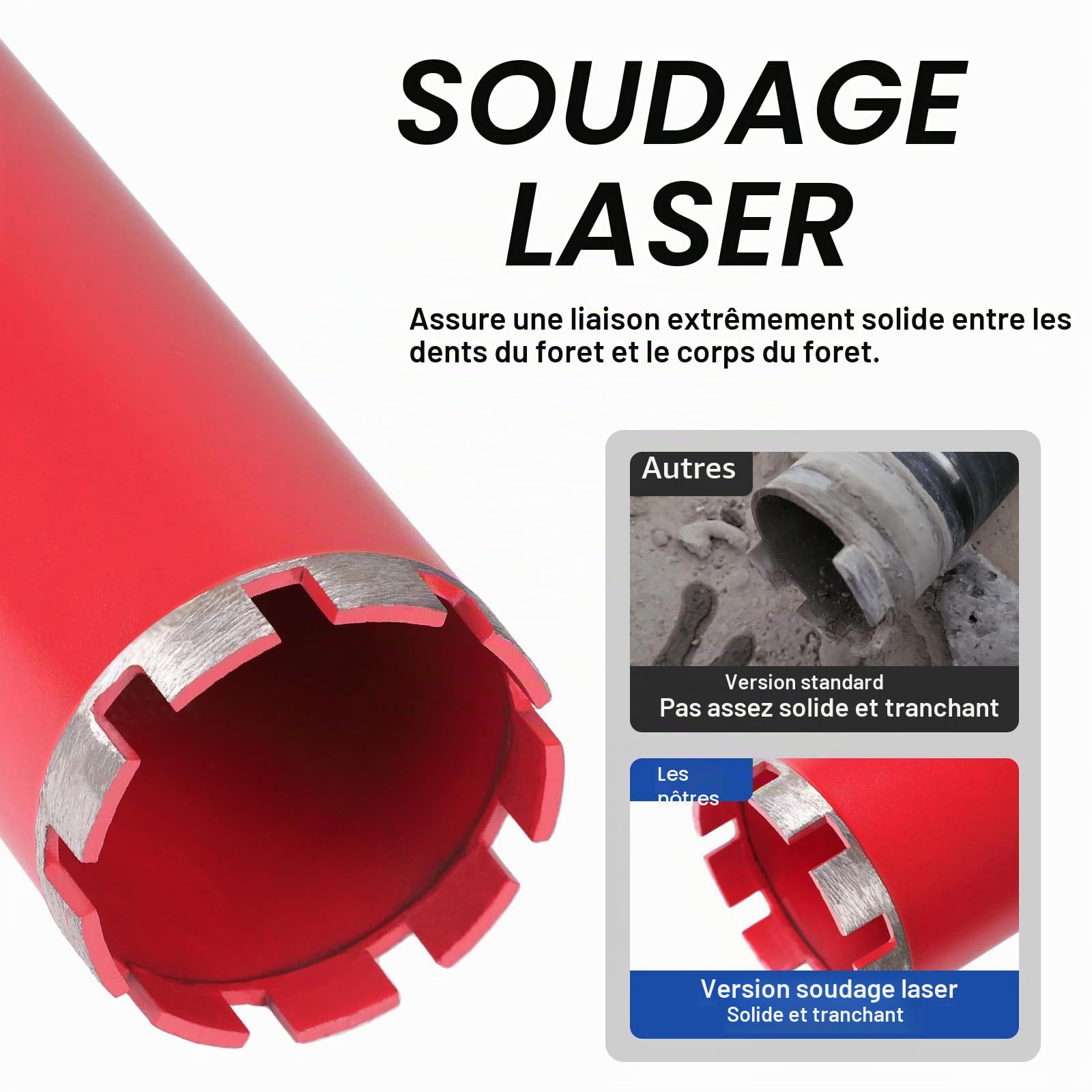 CPROSP Couronne Diamant pour Carotteuse 1¼" UNC, Ø52 mm, L420 mm, Soudée par Faisceau Laser, Couronne de Carottage pour Perçage Humide, pour Concrete, Masonry and Stone