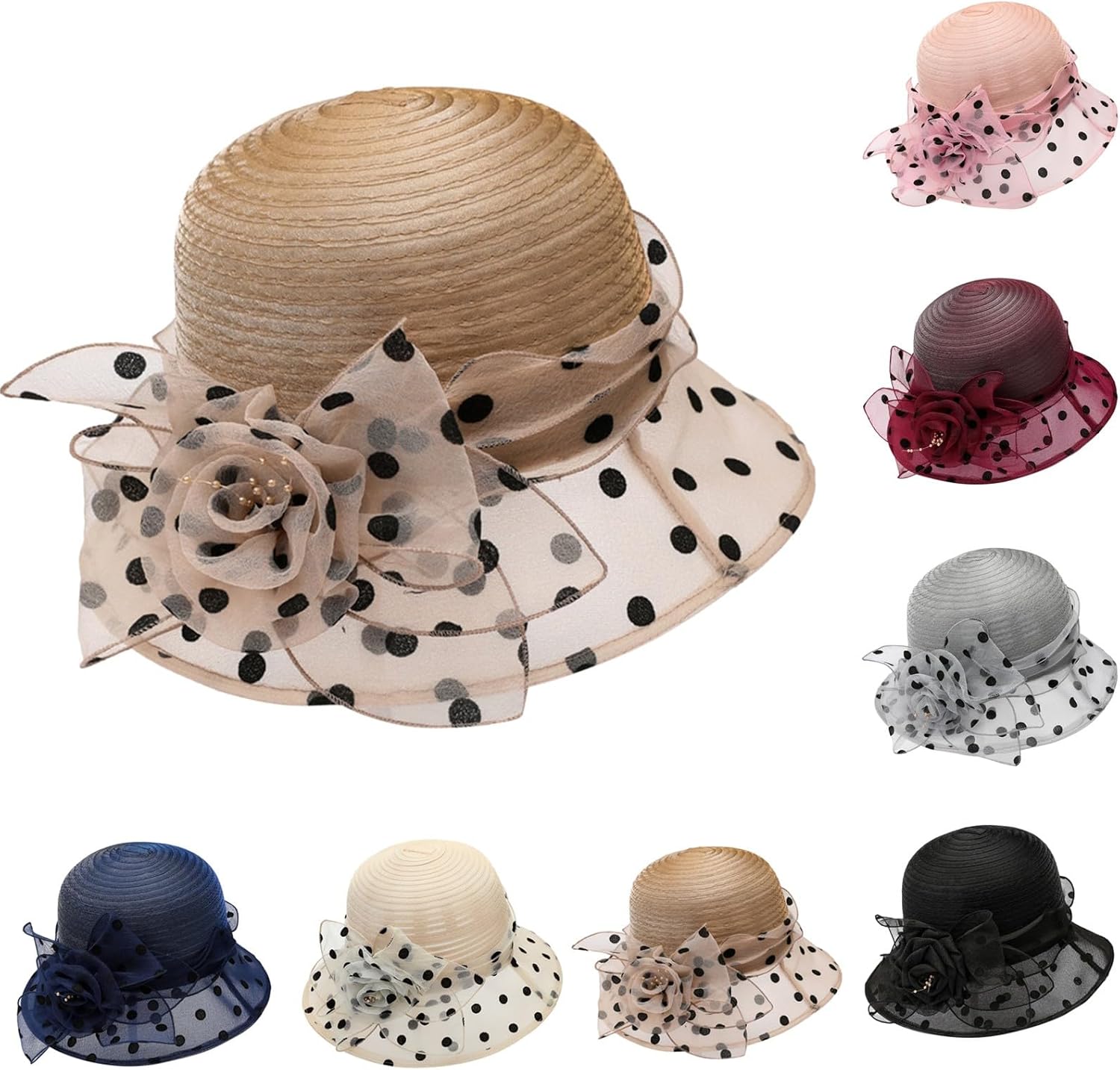 Dress Hats for Women Fashionable Sun Fascinators Hat Women’s Wide Brim Church Bridal Tea Party Wedding Hat
