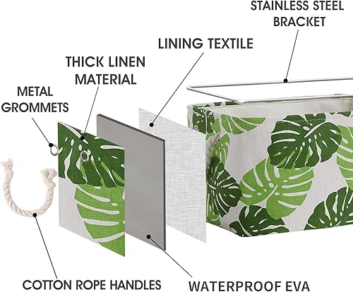 Vista 39 de Caja de almacenamiento para estantes, paquete de 6 canastas pequeñas de tela para organizar, cubos de almacenamiento plegables con asas para Blanco
