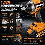 Clé de choc de puissance haute torque 1000N.m avec 2X 4.0AH Batterie 1/2 inch 740ft-lbs Pilote d'impact électrique sans fil sans pinceau pour voiture Inclure chargeur rapide,4 Chaussettes et boîte de storge