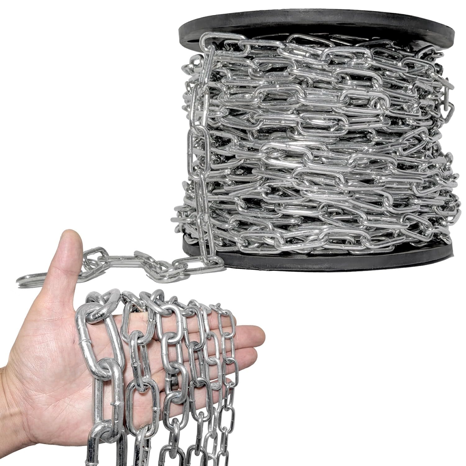 Elixir Gardens Premium Toughened Steel Chain 2.5-8mm Widths Various Lengths 1-30m Strong Heavy Duty Bright Zinc Plated Welded Links 4.0mm x 9m