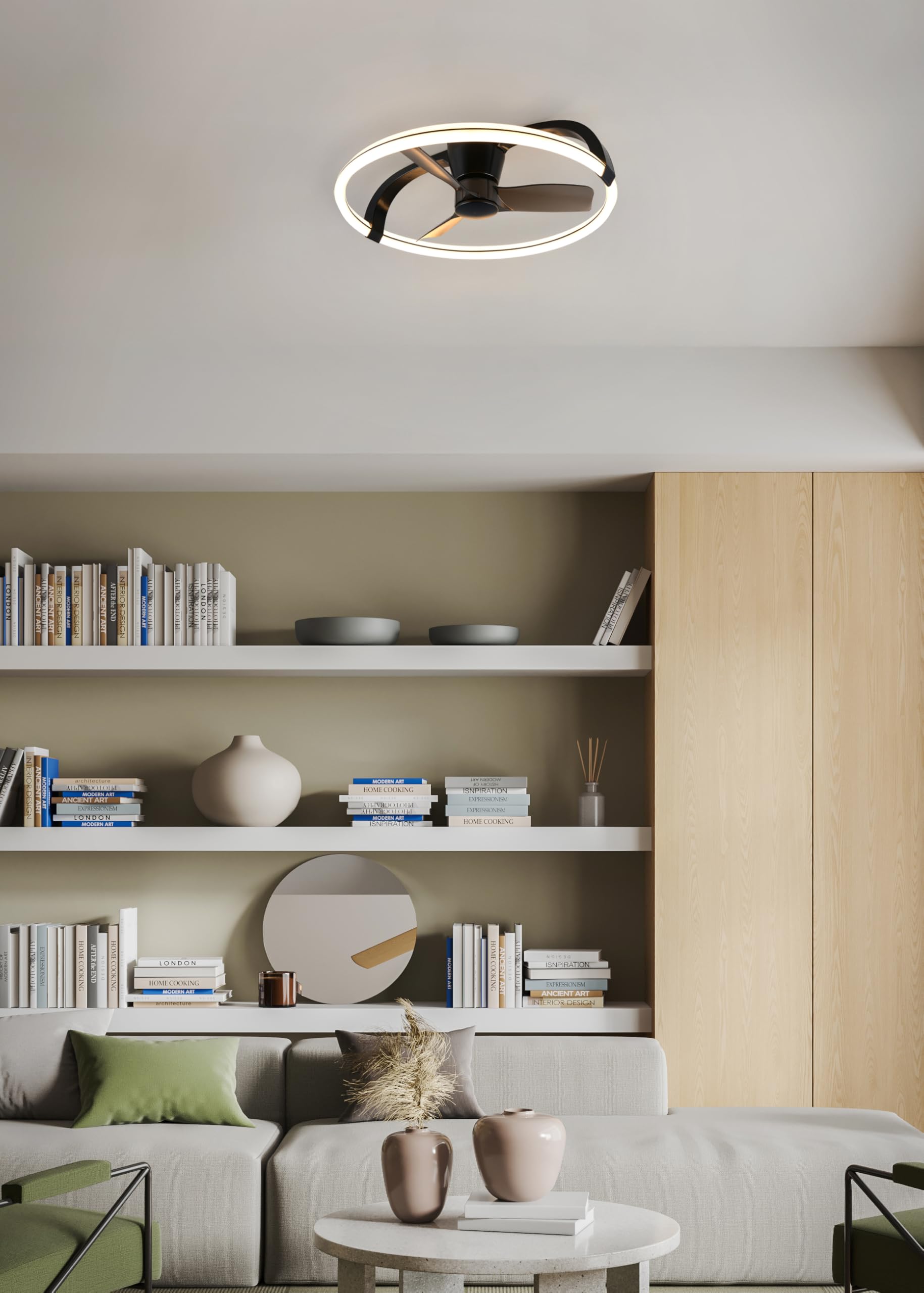 Reality Leuchten wentylator sufitowy LED z oświetleniem Stockholm R64262132, tworzywo sztuczne, czarny matowy, 6 prędkości, tryb letni i zimowy, pilot zdalnego sterowania, ściemniacz, timer, światło