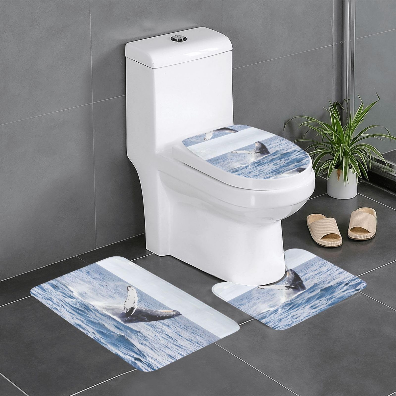 Juego de alfombras de baño Whale para suelo de aseo infantil y hogar