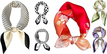 3 Pack 27.5 Inch Silk Feeling Scarf for Women Square Satin Head Scarf Hair Wrap Bandana Set