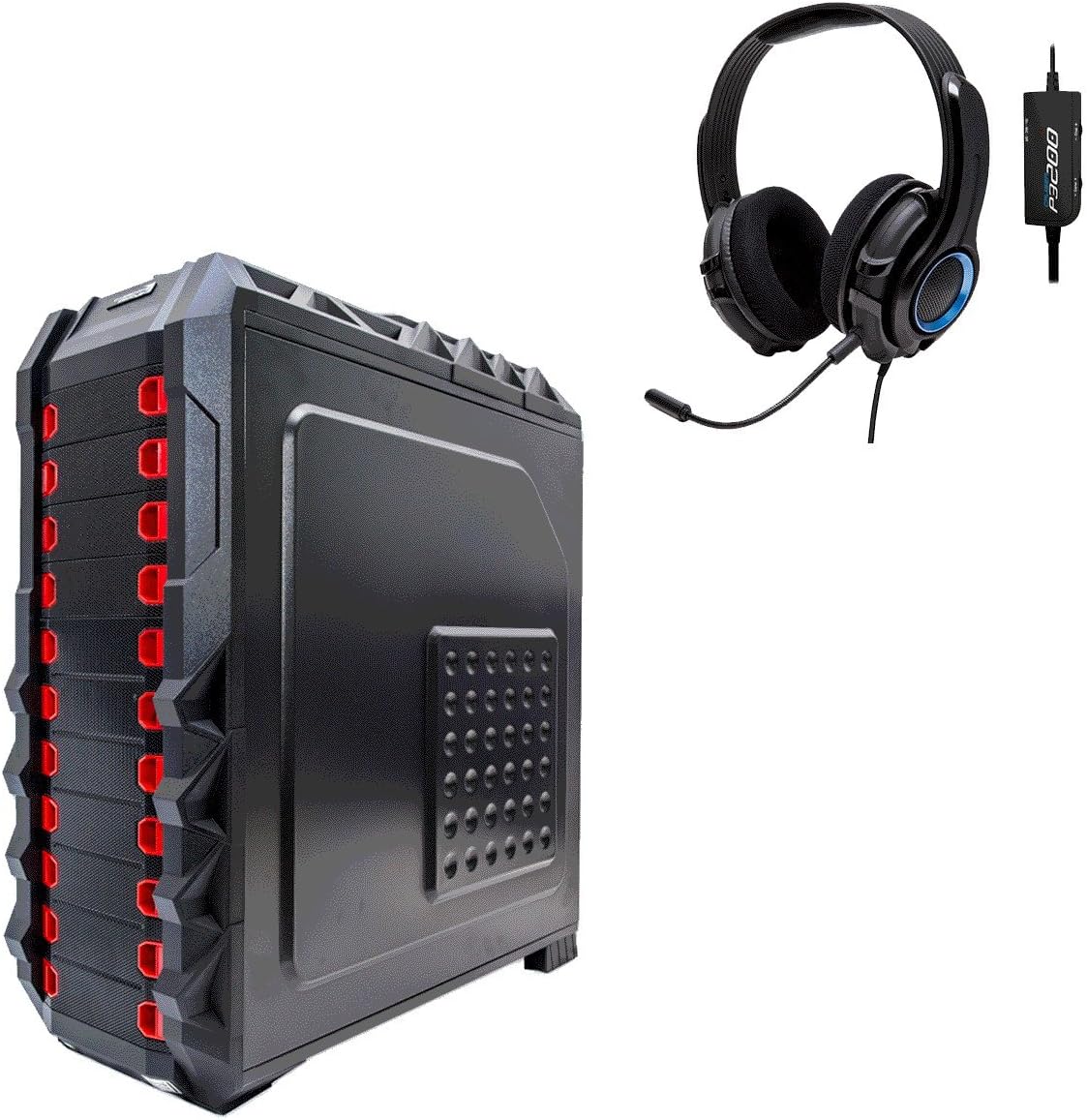 Halcones ( CL-86 ) CaseCom ATX , Extended ATX , XL-ATX , Micro ATX 23” Full Tower PC Gaming Case and GamesterGear P3200 Gaming Headset for Desktop or PS3 – PSU Not Included