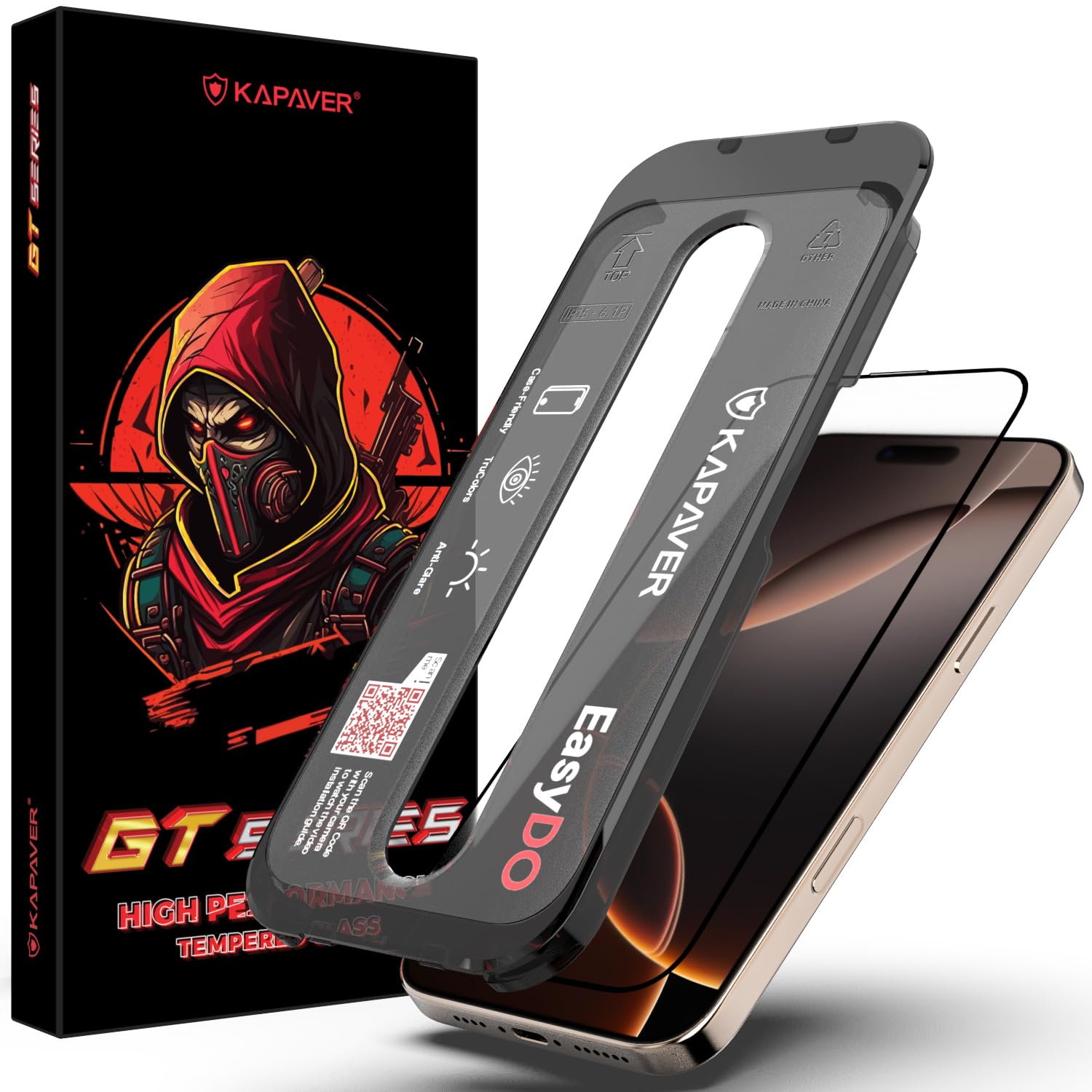 KAPAVER GT EasyDo Tempered Glass Screen Guard Protector for (iPhone 16 Pro Max (Matte) (1 Pack)) KAPAVER GT EasyDo Tempered Glass Screen Guard Protector for (iPhone 16 Pro Max (Matte) (1 Pack))