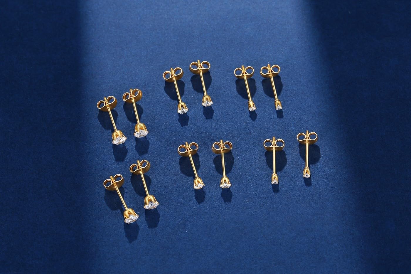 10 Pairs Tiny Womens Surgical Stainless Steel Clear Cubic Zirconia Stud Earrings, Hypoallergenic 316L Earrings Set - Image 3