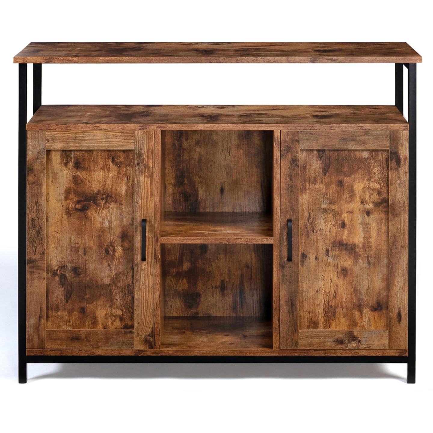IDMarket - Aparador de 2 puertas de 100 cm Dayton con estantes efecto envejecido, diseño industrial