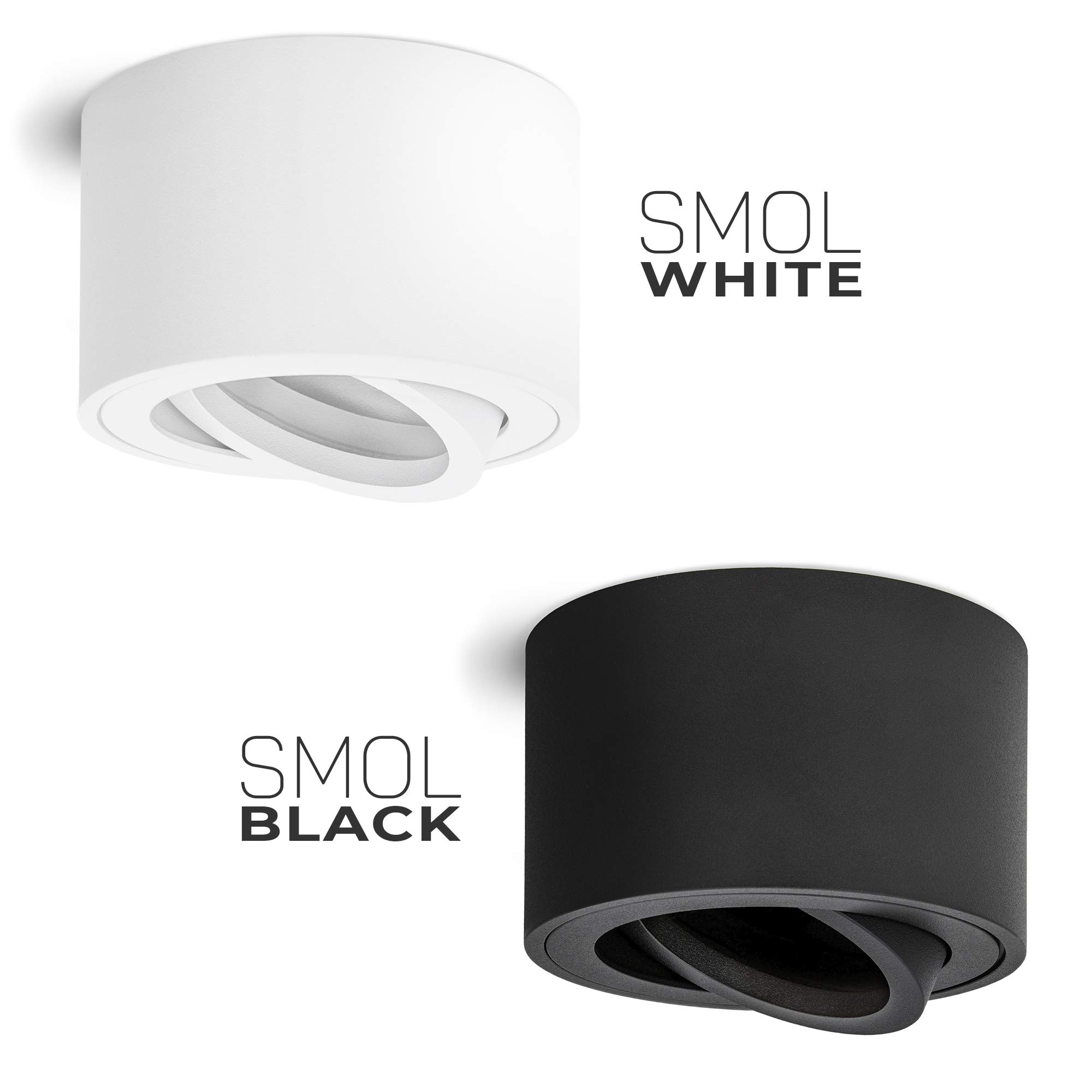 4 sztuki linovum SMOL Downlight ekstra płaskie wychylne w kolorze matowym białym i okrągłym - lampa natynkowa Ø 80 mm do modułów LED