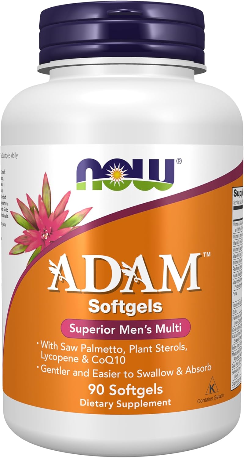 NOW Supplements, ADAM™ Men’s Multivitamin with Saw Palmetto, Plant Sterols, Lycopene & CoQ10, 90 Softgels