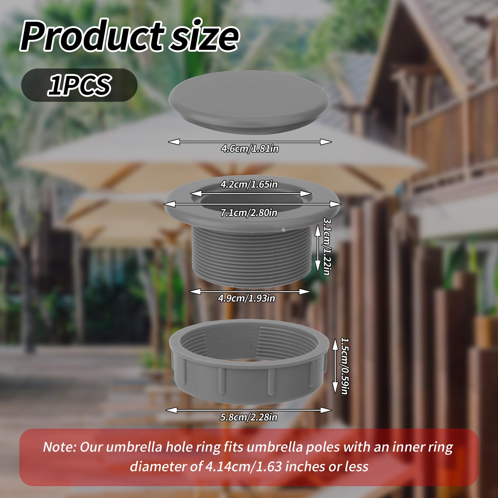 BOXOB Set di Tappi e Tappi Fori di Ombrelloni, Inserti Coprifori Tavoli Ombrellone Esterno in Plastica ABS Accessori per Mobili da Giardino per Tavoli da Giardino (Grigio)