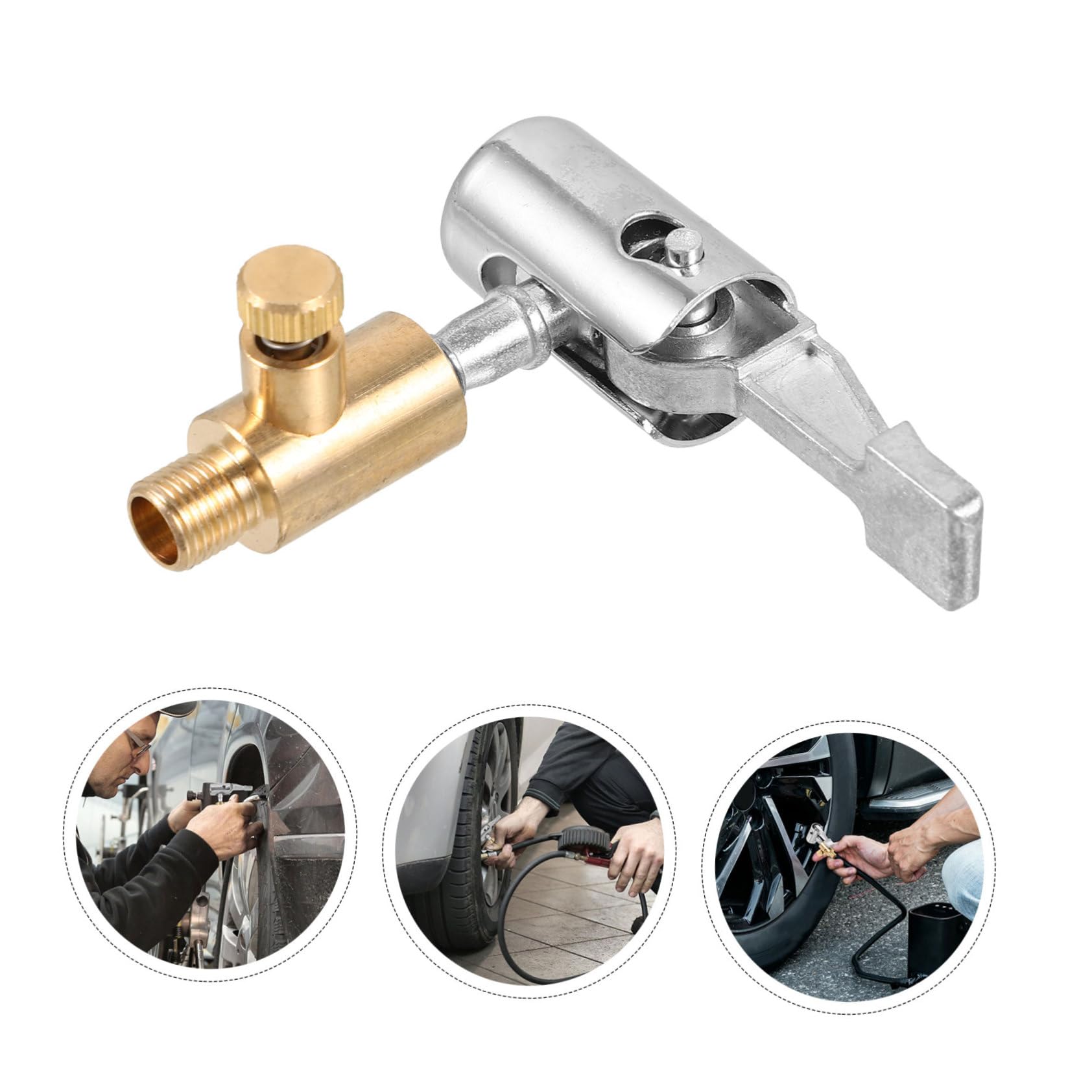 Cabilock Universal Tire Valve Coupler 2 Pcs Brass Air Chuck for Tire Inflator Secure Seal for Car Bike Motorcycle