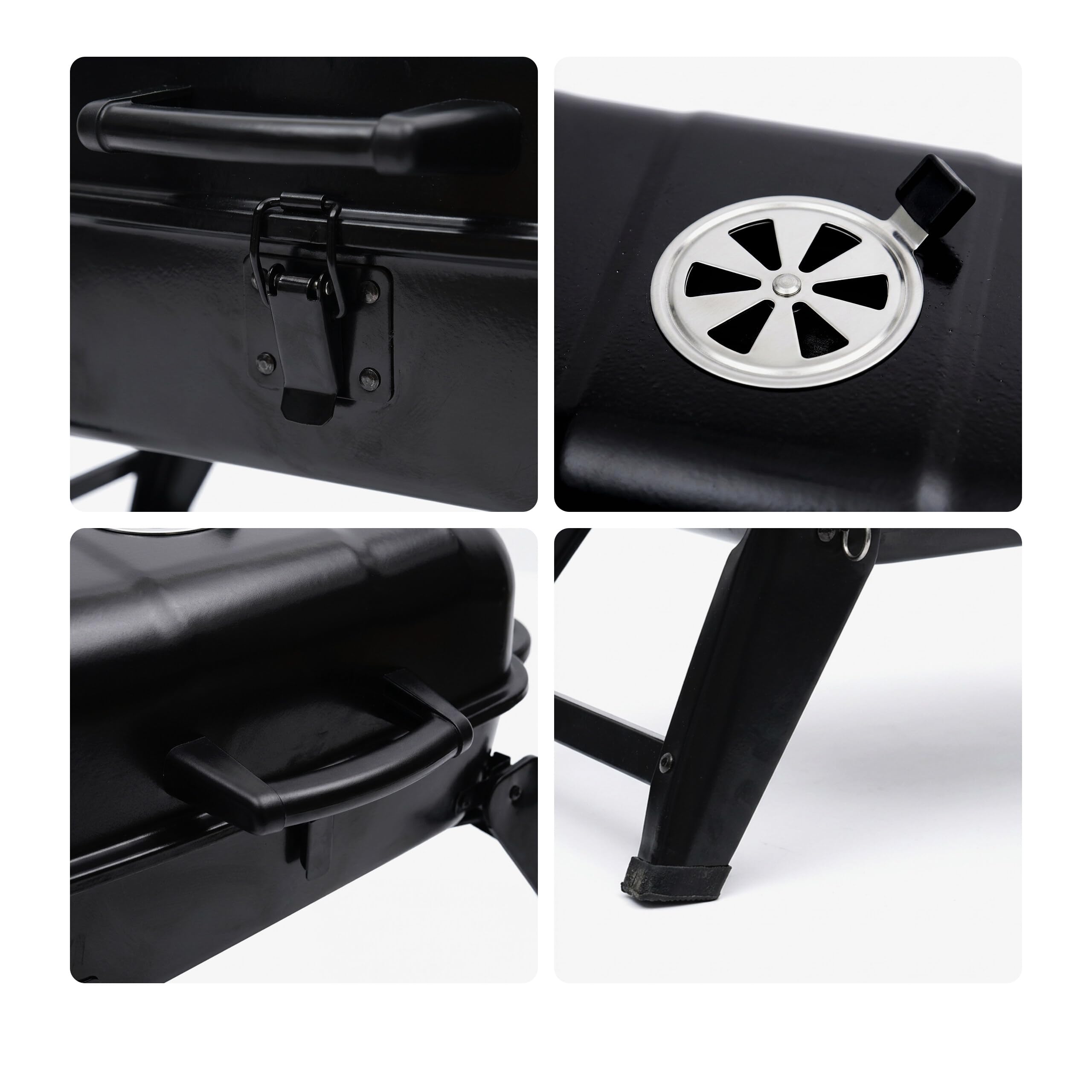 Relaxdays griglia tavolo pieghevole portatile 34x59x36 cm, acciaio nero | Scaldavivande, ventilazione, barbecue carbone