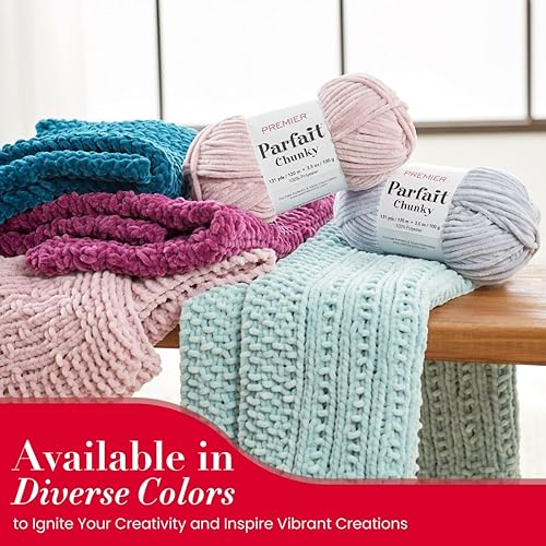 Miniatura 9 de Premier Parfait - Hilo grueso, hilo súper voluminoso, hilo ideal para tejer y hacer ganchillo, hecho de poliéster, luz solar, 3.5 onzas, 131 yardas