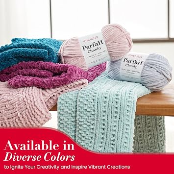Premier Parfait Chunky Yarn - Super Bulky, Ideal for Knitting and Crocheting, Chenille, White, 3.5 oz, 131 Yards