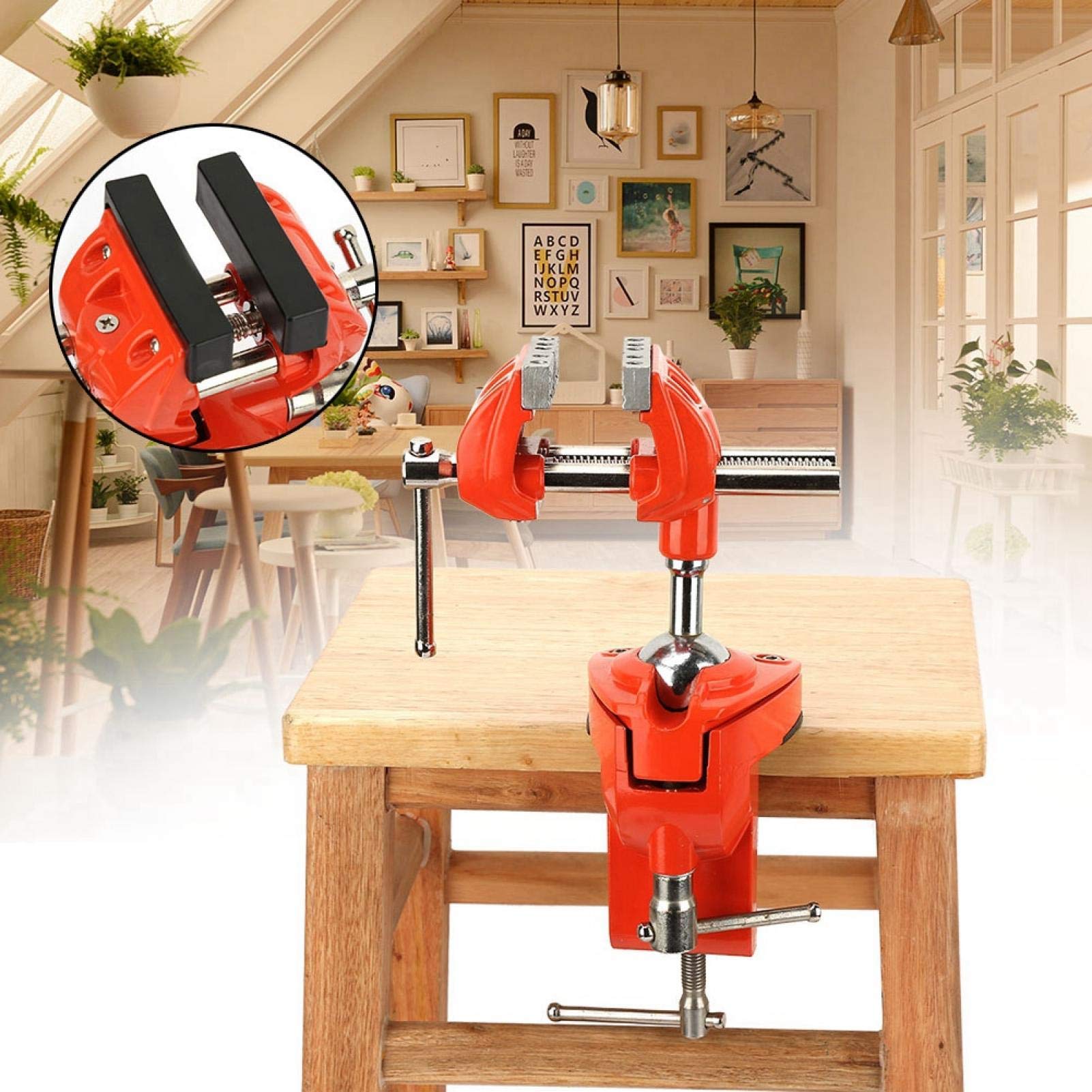 Mini Étau à Pince Rotative, Rotation à 360°, Largeur de Mâchoire Réglable 70mm, Pince de Table Étau pour Pinces d'Établi de Menuiserie Workbench