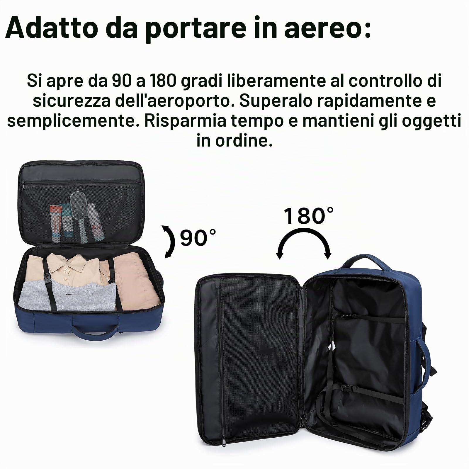 Kono Borsa da cabina 55 x 35 x 20 cm bagaglio a mano zaino da viaggio borsa a tracolla da viaggio 38 l