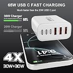 USB C Wall Charger Block, 65W GaN 6-Port Fast Charging Block,PD USB C Plug Adapter+QC Plug Compatible with iPhone iPhone 17/17 Plus/17 Pro Max/16/16 Plus/16 Pro Max/15 Pro Max/iPad Pro/14/13/12/11/SE