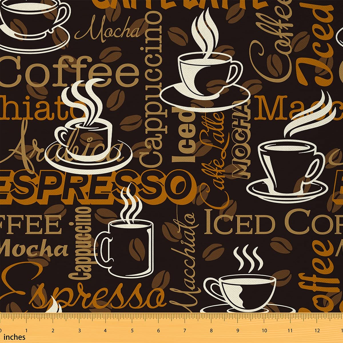 Richhome Multi 17 Coffee Themed Fabric By The Yard Hippie Graffiti Words Decorative Fabric For Kids Teens Adults Retro Newspaper Western Style Fabric For Bed Outdoor Indoor Diy Projects 2 Yards