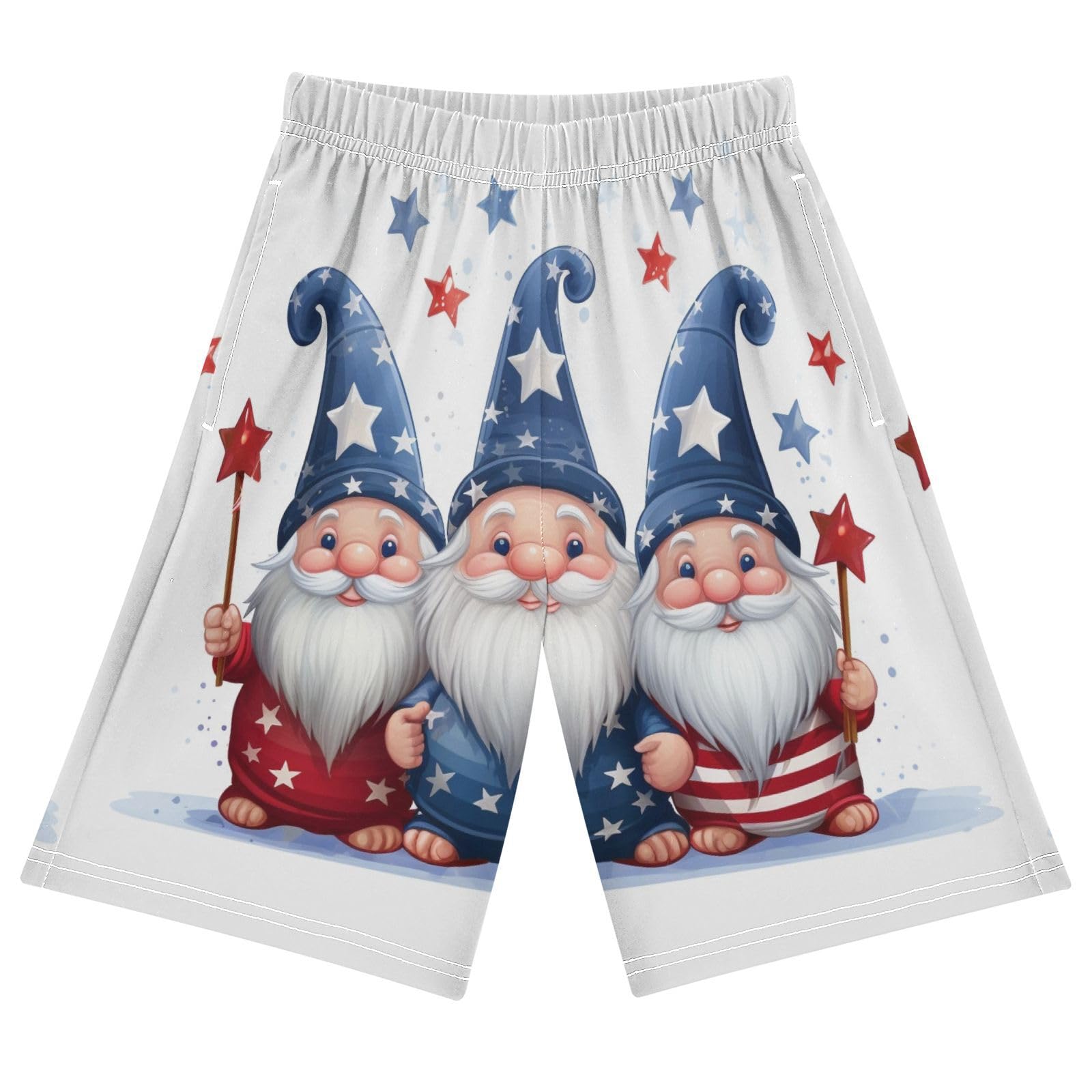 ALAZA Three Lovely Gnomes Boys Athletic Shorts Kids with Pockets Shorts for boy Girl Size 6-8 Years Multicolor