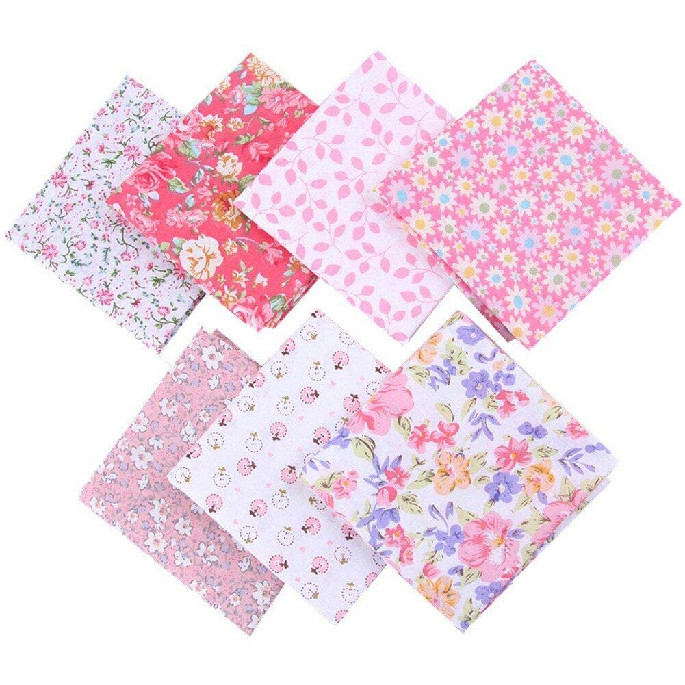 Sanfly Cotton Craft Fabric Bundle Sewing 7pcs/set Squares Bundles Patchwork for Diy Craft Needlework Material