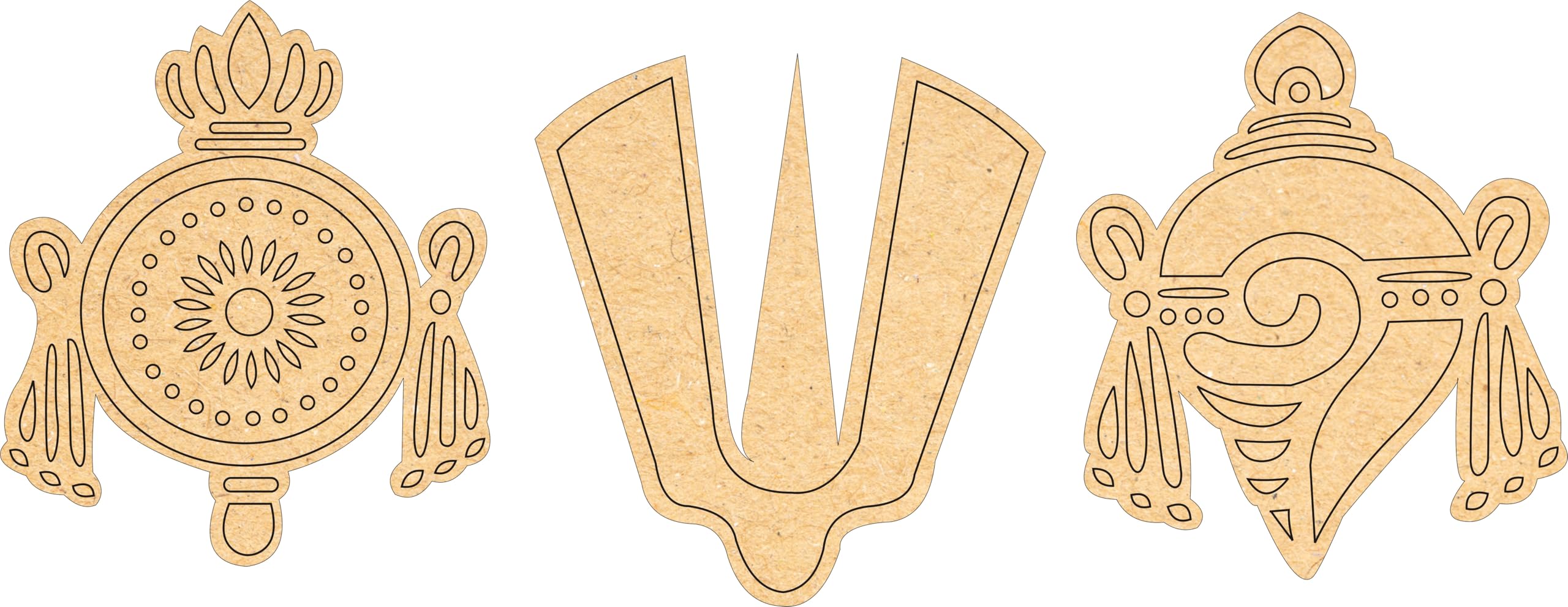 Sure Laser Cut Sankhu Chakra Namam Cutouts - House Warming & Pooja Decor - Indian Festive & Wedding Decor (10 inch)-image-44