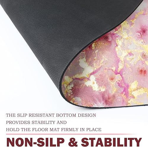 Miniatura 4 de Sintuff Tapete de mármol rosa de 48 x 36 pulgadas, tapete resistente para debajo del escritorio, alfombra de juegos, gruesa y resistente, protector