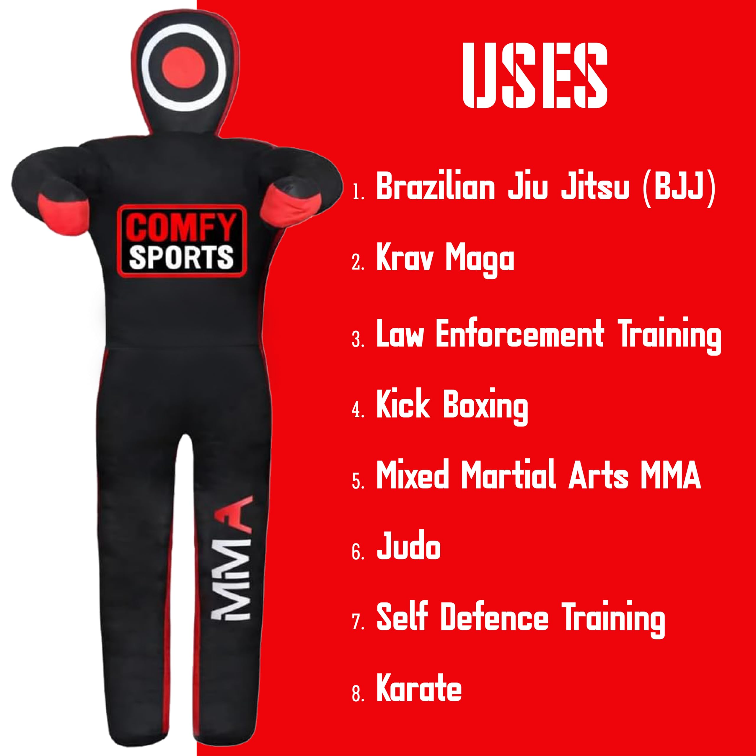 Sacco da boxe brasiliano per judo, jiu, jitsu, in posizione eretta, per arti marziali, boxe, karate, allenamento, manichini, tela, senza imbottitura