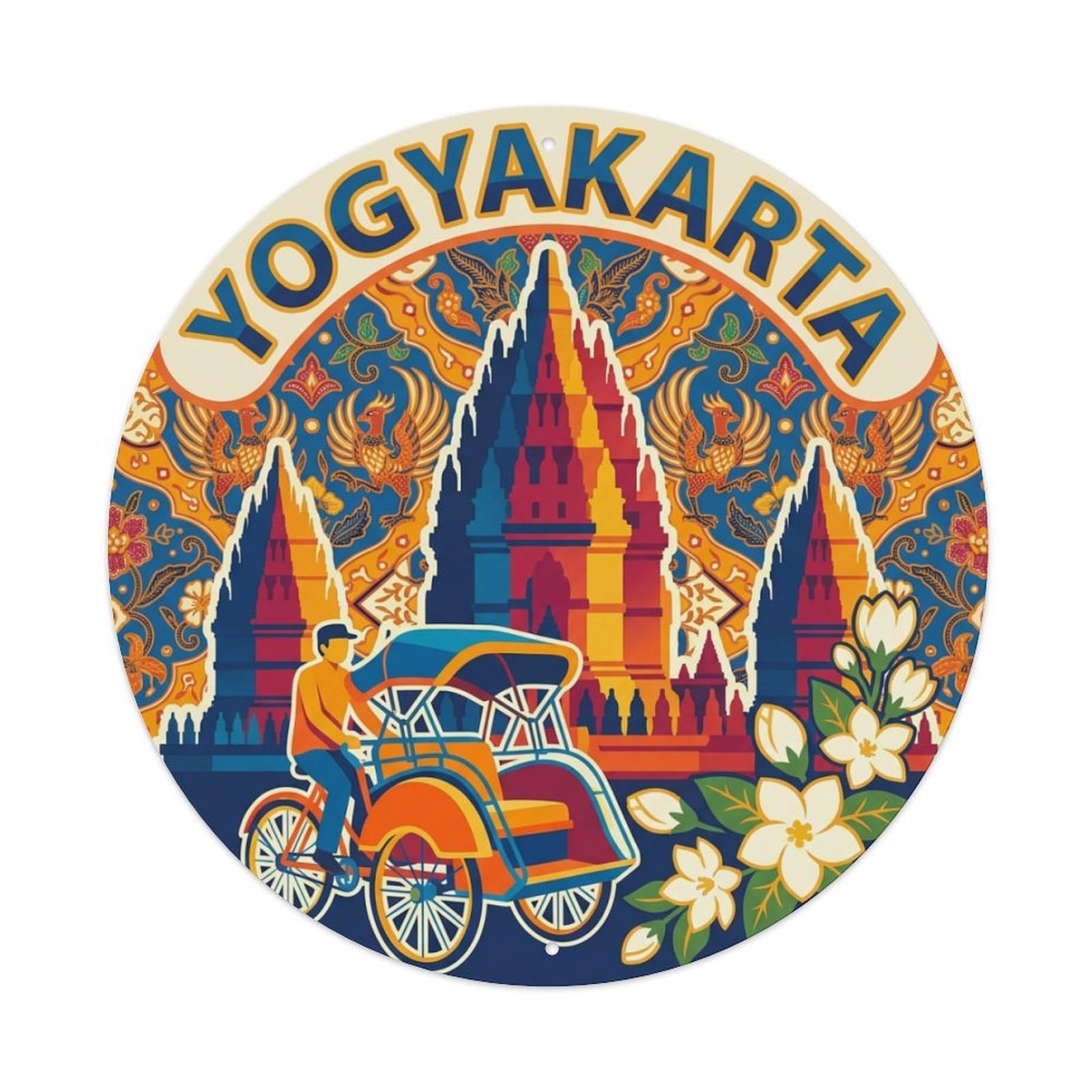 Fqnyr Style Metal Tin Sign Retro Travel Indonesia Yogyakarta