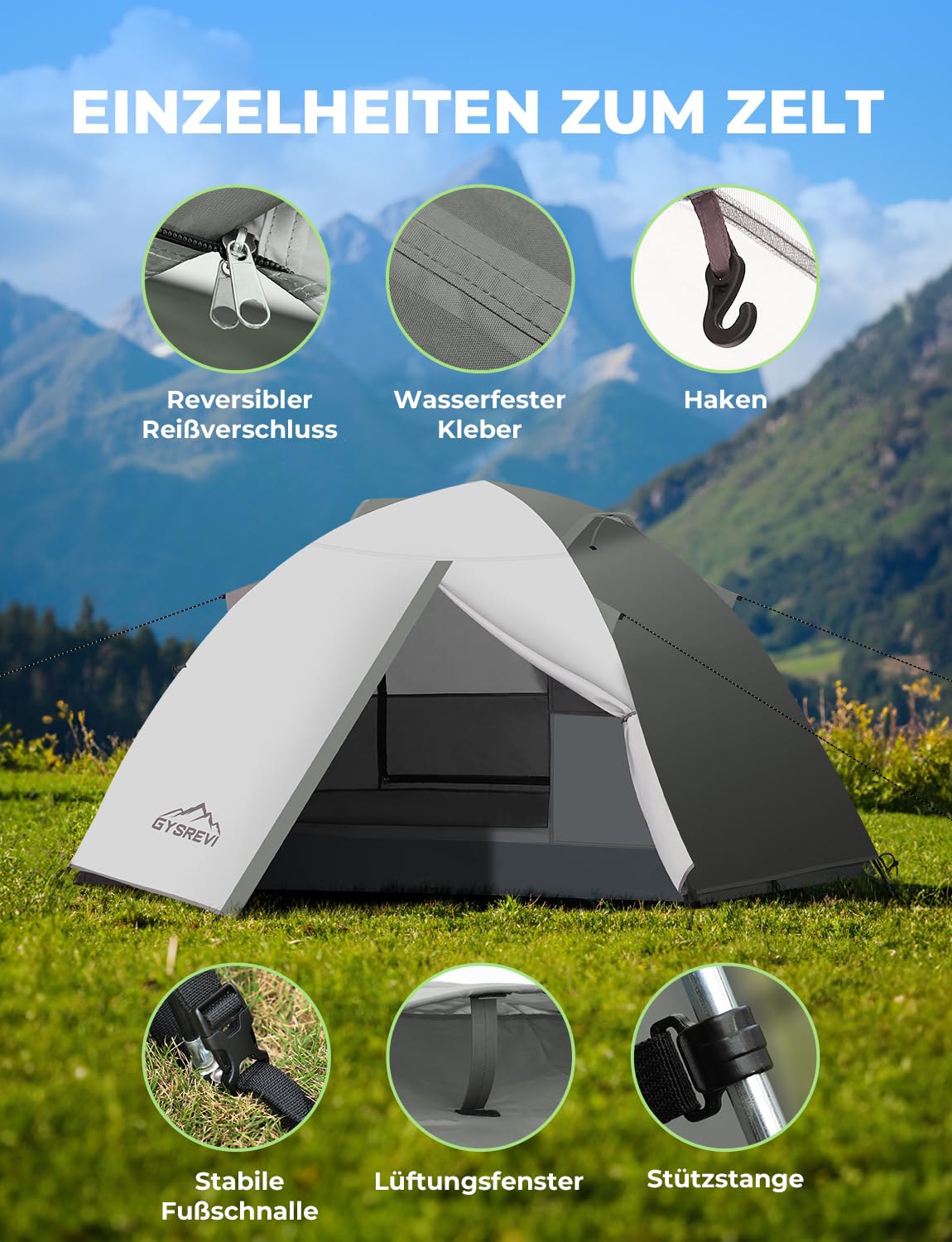 Camping Zelt Wurfzelt Zelt 2 Personen Kuppelzelt | Campingzelt Wasserdicht Winddicht Dome Tent Ultraleicht Zelt für Camping Outdoor Trekking