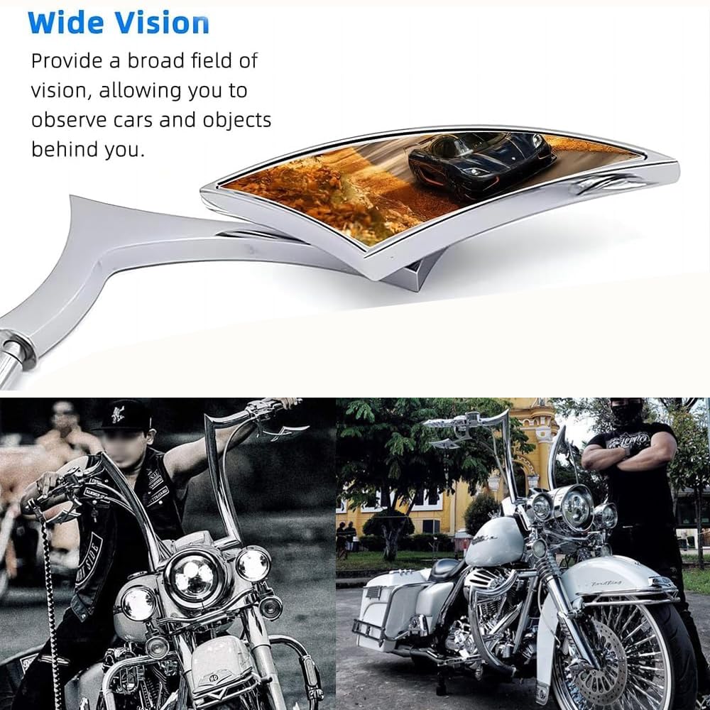 クロームフレイムカスタムリアビューミラーハーレーオートバイクルーザーチョッパ Amazon | DREAMIZER クローム オートバイ ユニバーサル ブレード