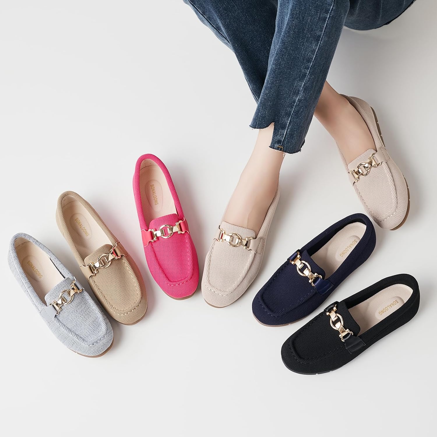 Loafers for Women, Womens Flats Comfortable Dressy, Penny Loafers Casual Dressy Shoes, Breathable Knit Business Office Work Walking - Image 7