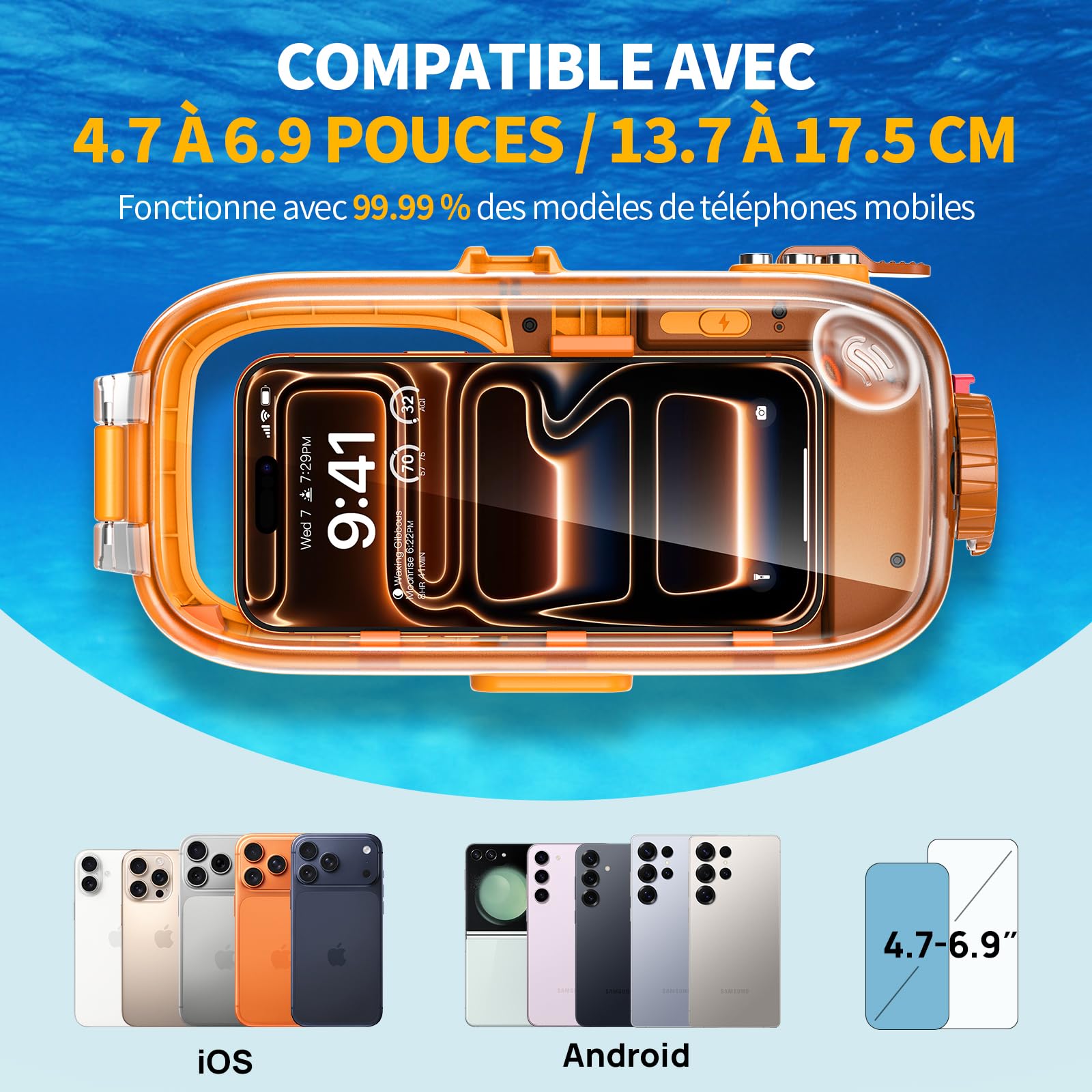 Pochette Étanche Universelle Coque Téléphone Protection Plongée 15M