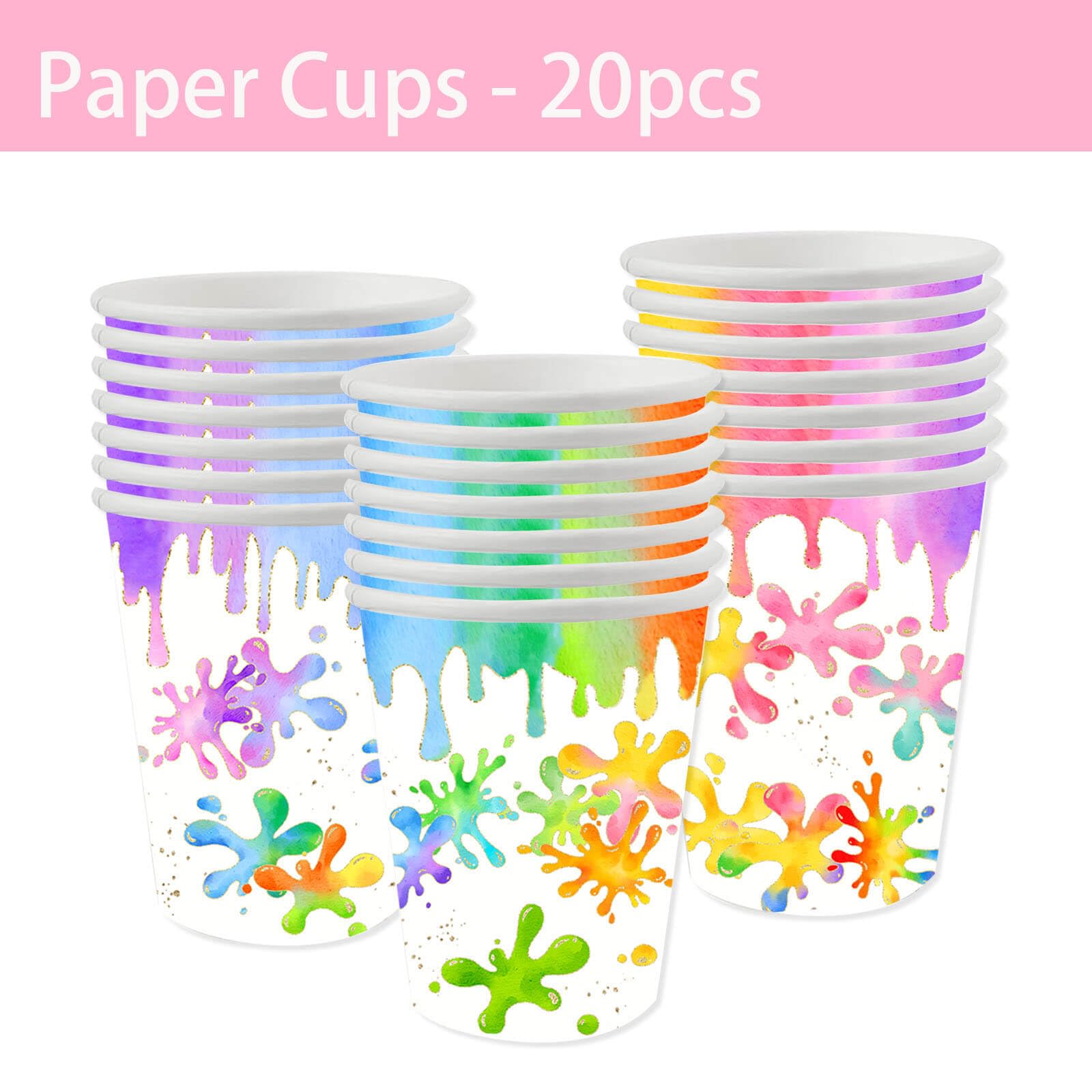 80-Piece Slime Birthday Party Supplies - Colorful Splatter Theme Plates, Napkins & Forks For 20 Guests