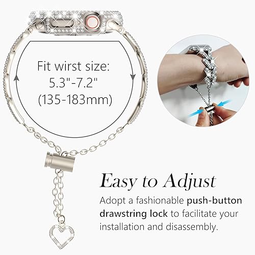 Miniatura 56 de WINGLE Bling Band - Funda para Apple Watch Band para mujer de 1.732 pulgadas SE 3/2/1 Series 6 5 4, de lujo, con diamantes de imitación brillantes