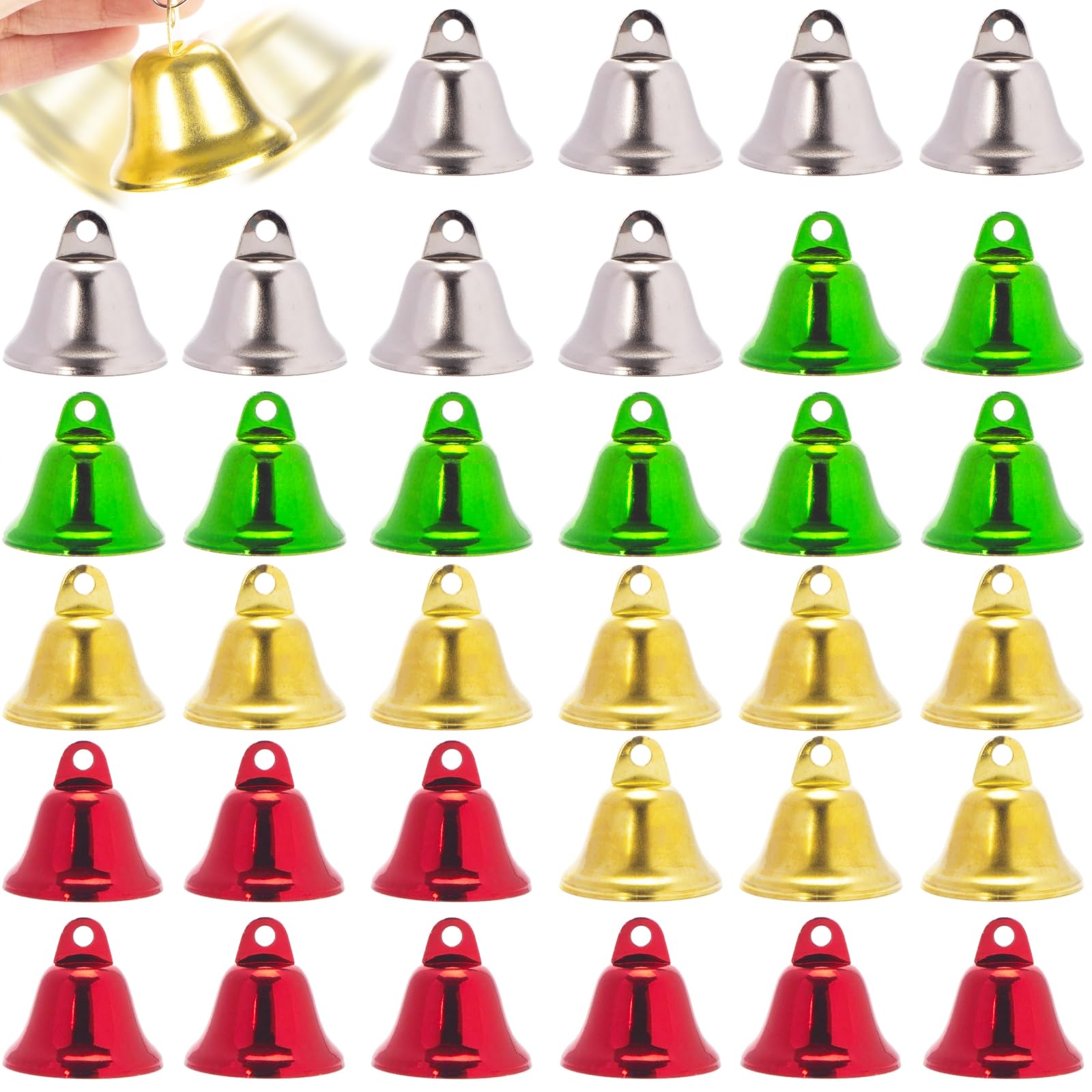 Shindel 34PCS Christmas Bells Bulk, Craft Bells Hanging Bell with
