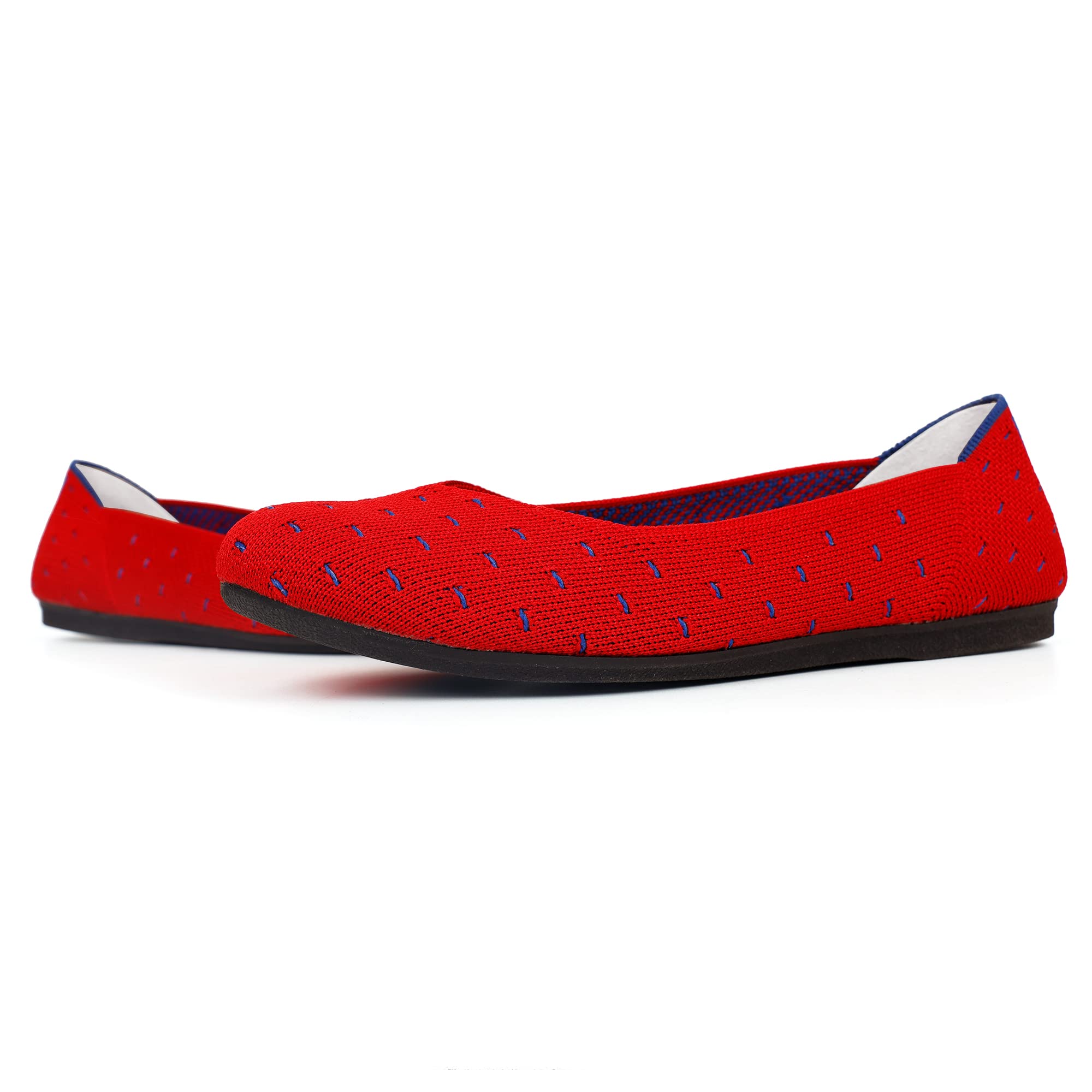 EVGLOWWomen's Knit Ballet Flat Round Toe Slip On Flats Shoes Classic Mesh Breathabel Low Wedge Ballerina Walking Flats Shoes