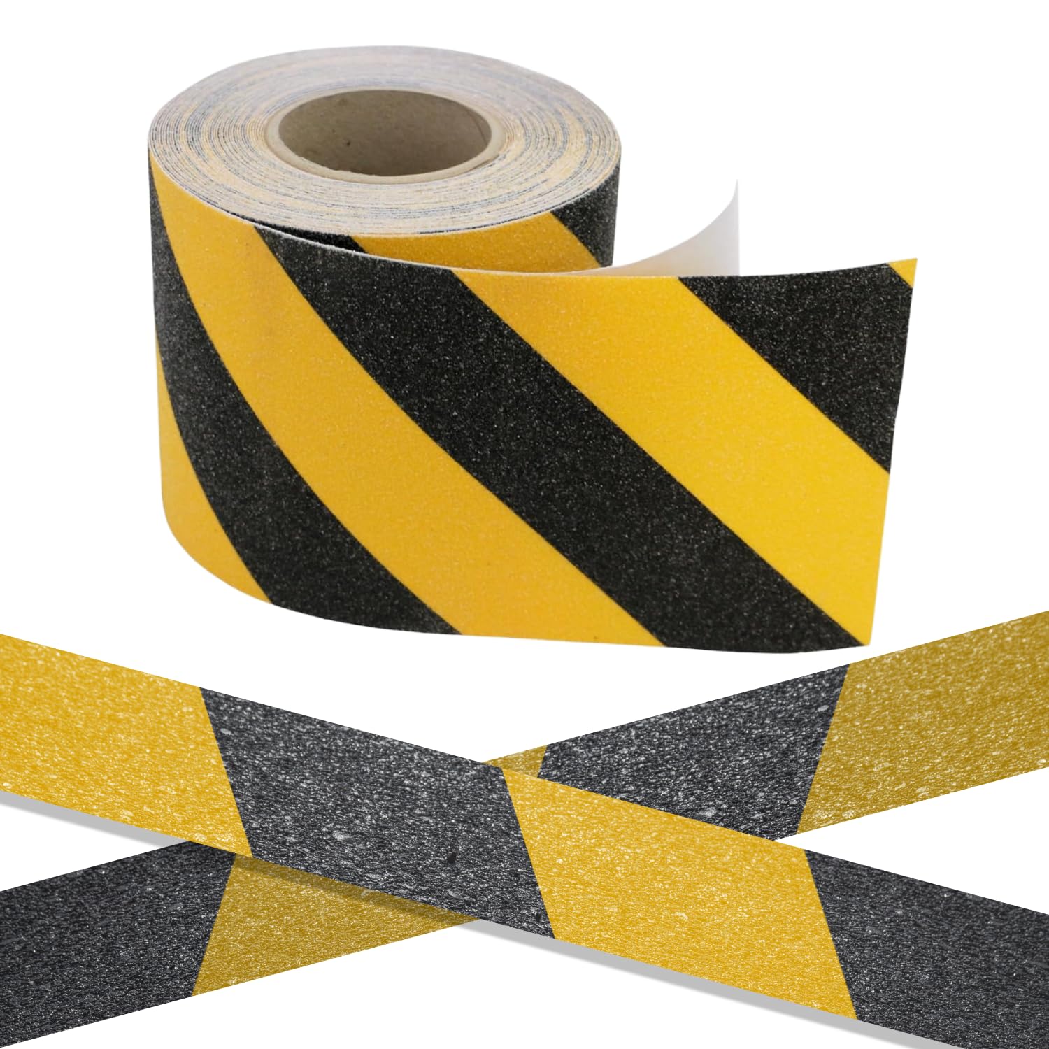 FindTape AST-35 Cinta antideslizante premium [Hazard Stripe, grano 60]: 6 in. x 60 ft. (Rayas amarillas y negras)