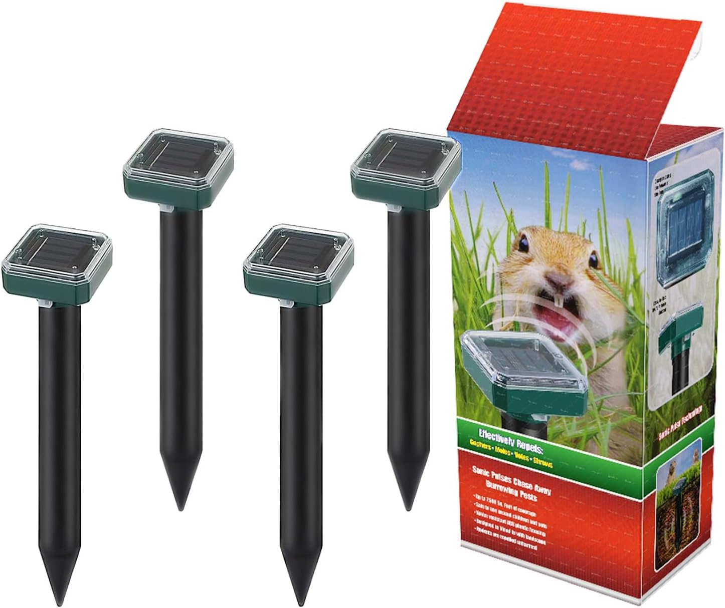 Lubatis 4 Pack Solar Animal Repellent Ultrasonic Repeller