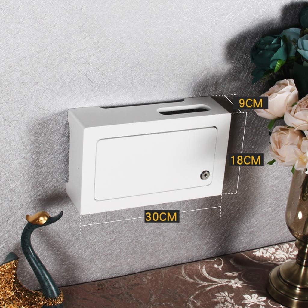 Wall Shelf Floating Shelf Router Shelf Cable Box Bedroom Living Room Wall Multimedia Occlusion Box Socket Power Cord Shelf (Color : White, Size : S)