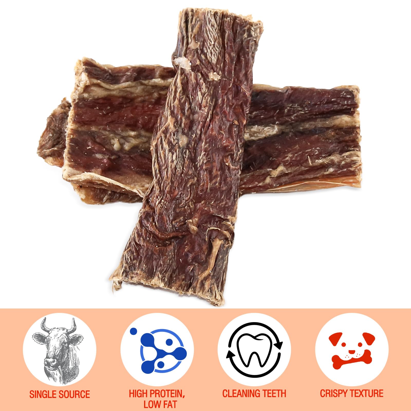 Friandises pour Chiens à Base d'œsophage de bœuf, friandises à mâcher saines, entièrement Naturelles et à ingrédient Unique pour Chiens, Riches en protéines et Longue durée,80G (80 G)